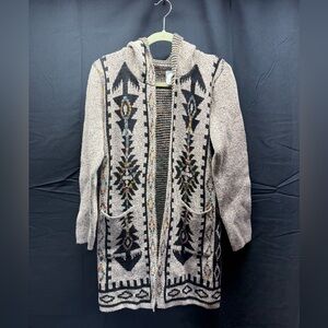 Mintee 16 Patterned Hooded Cardigan Sweater sz S/M (13al)